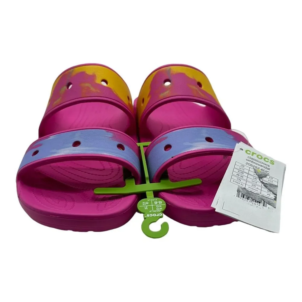 Crocs Classic Ombre Adult‎ Slide Sandals Size M13/W15 Pink Blue NWT